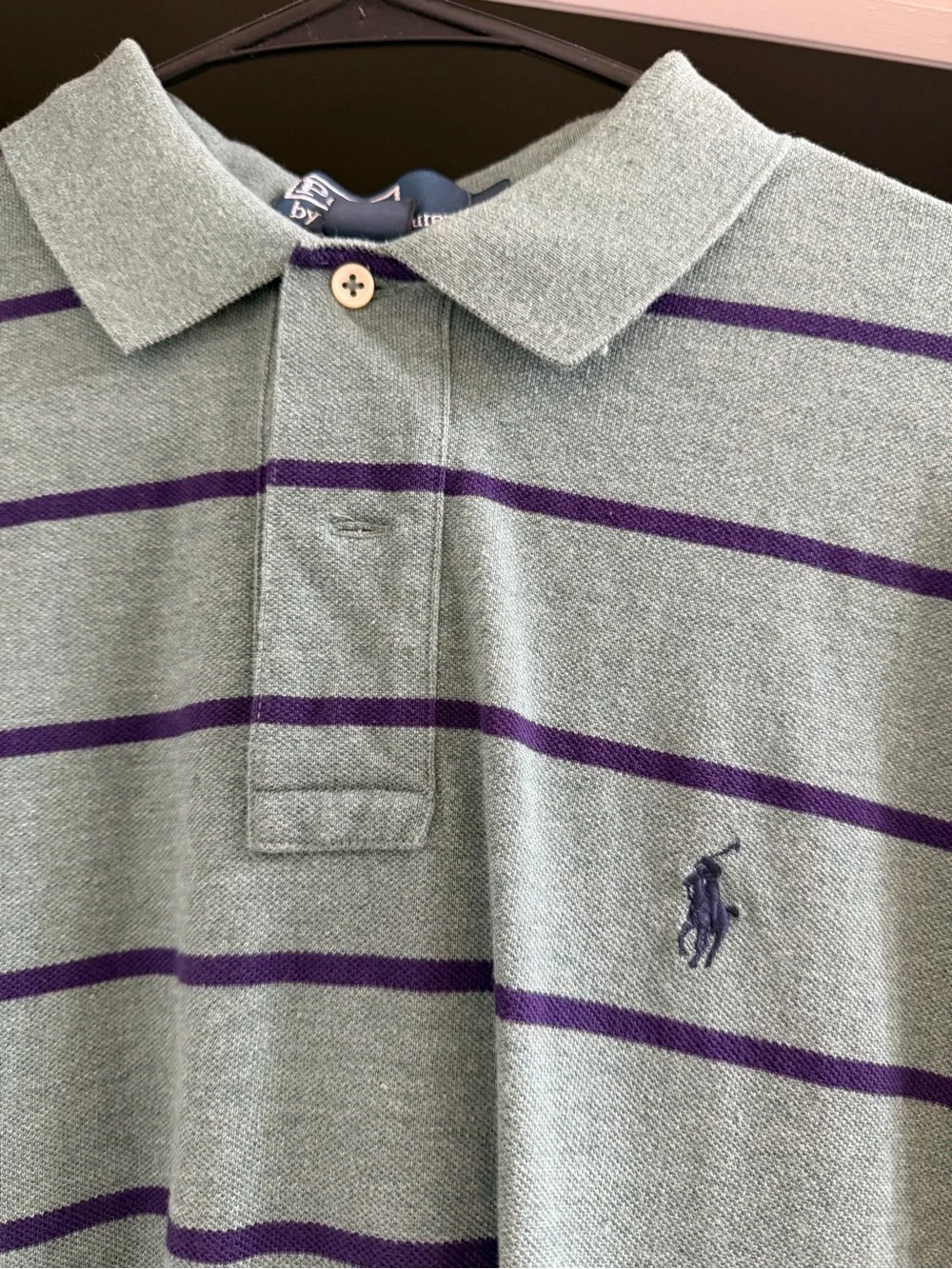 Ralph Lauren Mint Green Polo with Navy Stripes